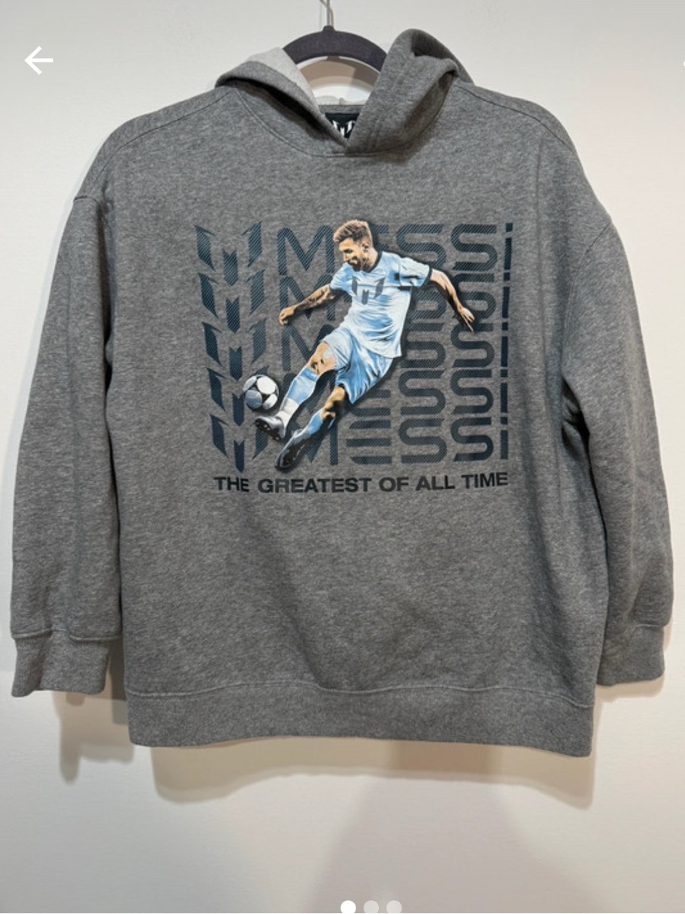 Youth Grey Graphic Sweatshirt - Messi Motif XL